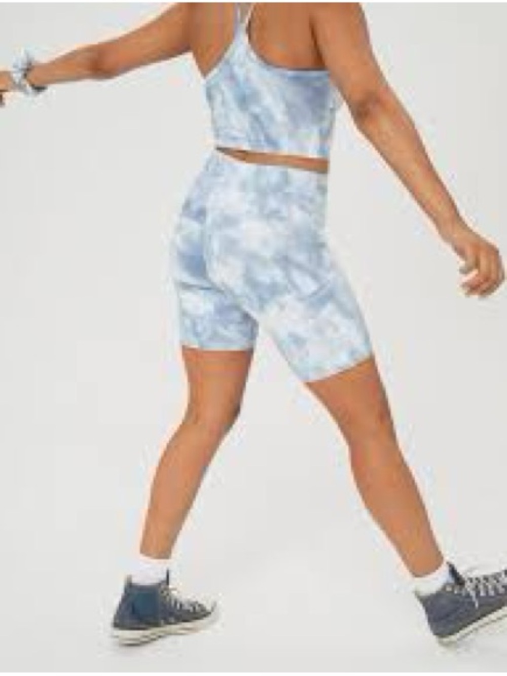 Offline by Aerie Light Blue Tie-Dye High-Waist Biker Shorts